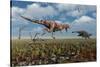 A Tyrannosaurus Rex Giving Chase to an Ankylosaurus-null-Stretched Canvas