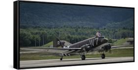 A U.S. Air Force C-47 Skytrain Aircraft Lands at Ramstein Air Base, Germany-null-Framed Stretched Canvas