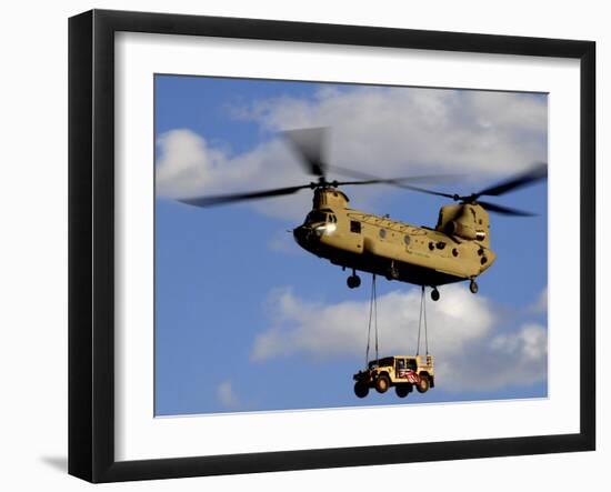 A U.S. Army CH-47 Chinook Helicopter Transports a Humvee-Stocktrek Images-Framed Premium Photographic Print