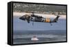 A U.S. Army Uh-60 Black Hawk Helicopter Collects Water from a Reservoir-null-Framed Stretched Canvas