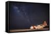 A U.S. Coast Guard C-130 Hercules Parked on the Tarmac on a Starry Night-null-Framed Stretched Canvas