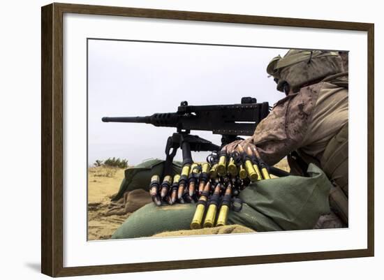 A U.S. Marine Fires an M2 .50 Caliber Machine Gun-null-Framed Photographic Print