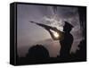 A U.S. Marine Honor Guard Rifleman Performs a Gun Salute During Sunset-Stocktrek Images-Framed Stretched Canvas