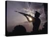 A U.S. Marine Honor Guard Rifleman Performs a Gun Salute During Sunset-Stocktrek Images-Stretched Canvas