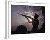 A U.S. Marine Honor Guard Rifleman Performs a Gun Salute During Sunset-Stocktrek Images-Framed Photographic Print