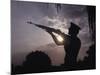 A U.S. Marine Honor Guard Rifleman Performs a Gun Salute During Sunset-Stocktrek Images-Mounted Photographic Print