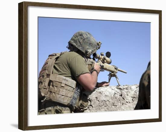 A U.S. Marine Looks Through the Scope of an M40A1 Sniper Rifle-Stocktrek Images-Framed Photographic Print