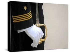 A U.S. Naval Academy Midshipman Stands at Attention-Stocktrek Images-Stretched Canvas