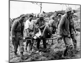 A U.S. Navy Corpsman Administers Blood Plasma to a Wounded Marine-null-Mounted Premium Photographic Print