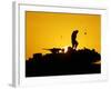 A U.S. Soldier Walks Atop His Armored Vehicle at Sunset-null-Framed Photographic Print