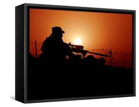 A U.S. Special Forces Soldier Armed with a Mk-12 Sniper Rifle at Sunset-Stocktrek Images-Framed Stretched Canvas