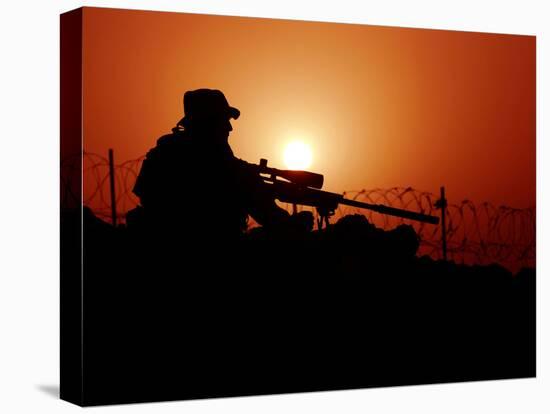 A U.S. Special Forces Soldier Armed with a Mk-12 Sniper Rifle at Sunset-Stocktrek Images-Stretched Canvas