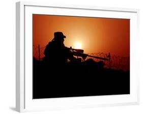 A U.S. Special Forces Soldier Armed with a Mk-12 Sniper Rifle at Sunset-Stocktrek Images-Framed Photographic Print