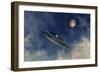 A Ufo Flying Amongst the Clouds in the Sky-Stocktrek Images-Framed Art Print