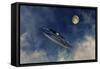 A Ufo Flying Amongst the Clouds in the Sky-Stocktrek Images-Framed Stretched Canvas