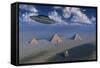 A Ufo Flying over the Giza Plateau in Egypt-Stocktrek Images-Framed Stretched Canvas
