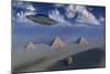 A Ufo Flying over the Giza Plateau in Egypt-Stocktrek Images-Mounted Art Print