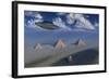 A Ufo Flying over the Giza Plateau in Egypt-Stocktrek Images-Framed Art Print