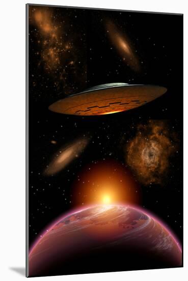A Ufo on its Journey Through the Vastness of Our Galaxy-null-Mounted Art Print