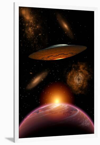 A Ufo on its Journey Through the Vastness of Our Galaxy-null-Framed Art Print