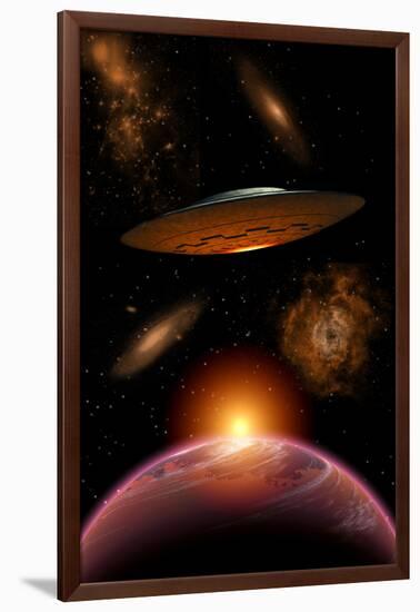 A Ufo on its Journey Through the Vastness of Our Galaxy-null-Framed Art Print