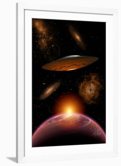 A Ufo on its Journey Through the Vastness of Our Galaxy-null-Framed Art Print