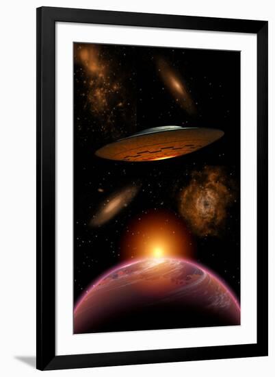 A Ufo on its Journey Through the Vastness of Our Galaxy-null-Framed Art Print