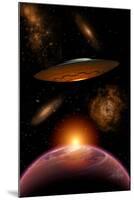 A Ufo on its Journey Through the Vastness of Our Galaxy-null-Mounted Art Print