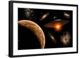 A Ufo on its Journey Through the Vastness of Our Galaxy-null-Framed Art Print