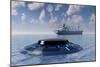 A Ufo Surfacing from Underwater and Following a Modern Day Freighter-null-Mounted Premium Giclee Print