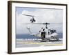 A UH-1N Huey And An AH-1W Super Cobra Land On Flight Deck of USS Essex-Stocktrek Images-Framed Photographic Print