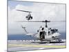 A UH-1N Huey And An AH-1W Super Cobra Land On Flight Deck of USS Essex-Stocktrek Images-Mounted Photographic Print