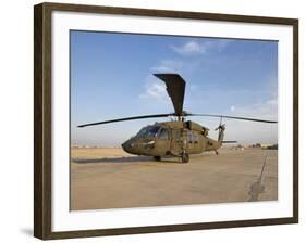 A UH-60 Black Hawk Helicopter at Camp Speicher, Iraq-null-Framed Photographic Print