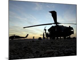 A UH-60 Black Hawk Helicopter on the Flight Line at Sunset-null-Mounted Photographic Print