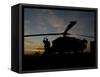 A UH-60 Black Hawk Helicopter on the Flight Line at Sunset-null-Framed Stretched Canvas