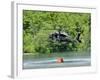 A UH-60 Blackhawk Helicopter Fills a Suspended Water Bucket in Marquette Lake, Pennsylvania-Stocktrek Images-Framed Photographic Print