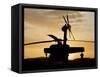 A UH-60L Black Hawk Helicopter Silhouetted by the Setting Sun-null-Framed Stretched Canvas