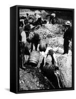 A Us Federal Agent Oversees the Destruction of Beer Kegs During the American Prohibition Era…-American Photographer-Framed Stretched Canvas