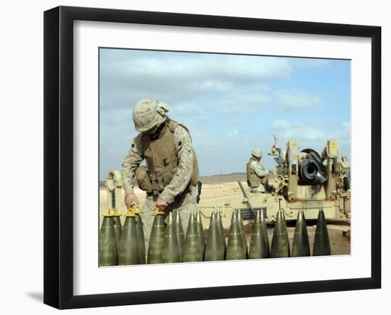 A US Marine Prepares Howitzer Rounds to be Fired Near Baghdadi, Iraq, January 6, 2007-Stocktrek Images-Framed Photographic Print