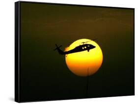 A US Military Helicopter Flies Over the Heavily Fortified Green Zone-Dusan Vranic-Framed Stretched Canvas