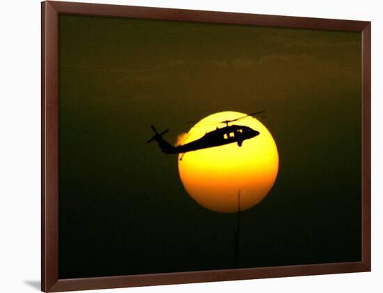 A US Military Helicopter Flies Over the Heavily Fortified Green Zone-Dusan Vranic-Framed Photographic Print