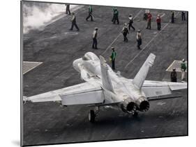 A US Navy F/A-18C Hornet on the Flight Deck of Aircraft Carrier USS Eisenhower-Stocktrek Images-Mounted Photographic Print