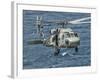 A US Navy SH-60F Seahawk Flying Off the Coast of Pakistan-Stocktrek Images-Framed Photographic Print