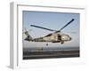 A US Navy SH-60F Seahawk Hovers Above the Flight Deck of USS Eisenhower-Stocktrek Images-Framed Photographic Print
