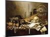 A Vanitas Still Life of Musical Instruments and Manuscripts, an Overturned Gilt Covered Goblet, a…-Pieter Claesz-Mounted Giclee Print