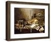 A Vanitas Still Life of Musical Instruments and Manuscripts, an Overturned Gilt Covered Goblet, a…-Pieter Claesz-Framed Giclee Print