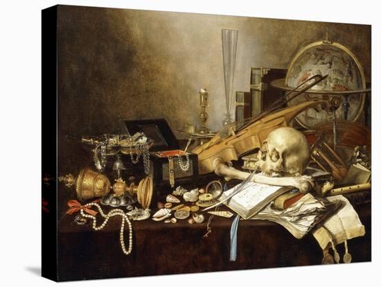 A Vanitas Still Life of Musical Instruments and Manuscripts, an Overturned Gilt Covered Goblet, a…-Pieter Claesz-Stretched Canvas
