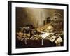 A Vanitas Still Life of Musical Instruments and Manuscripts, an Overturned Gilt Covered Goblet, a?-Pieter Claesz-Framed Giclee Print