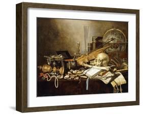 A Vanitas Still Life of Musical Instruments and Manuscripts-Pieter Claesz-Framed Giclee Print