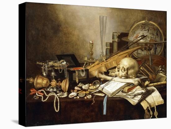 A Vanitas Still Life of Musical Instruments and Manuscripts-Pieter Claesz-Stretched Canvas